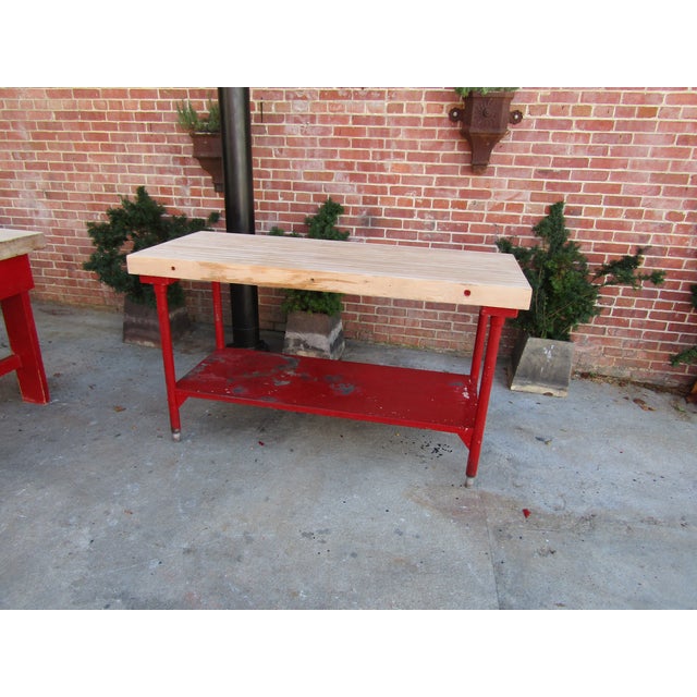 Vintage Butchers Block Table Kitchen Island 1950s For Sale - Image 9 of 9