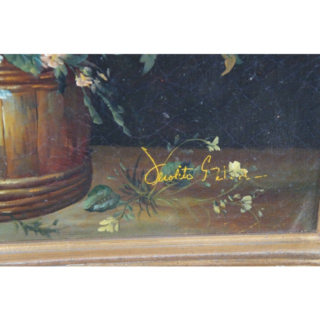 Late 20th Century Vintage Flemish Style Floral Still Life After Pieter Bruegel Signed Oil Painting For Sale - Image 5 of 16