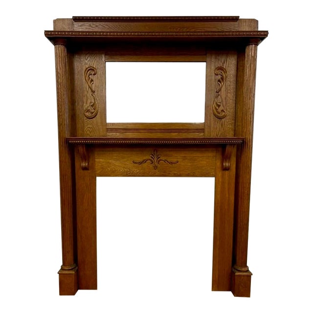 Antique Tiger Oak Fire Surround For Sale