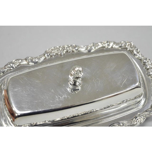 Mid 20th Century Vintage Lancaster Rose Poole Silver Plated Covered Butter Dish W/ Glass Liner For Sale - Image 5 of 11