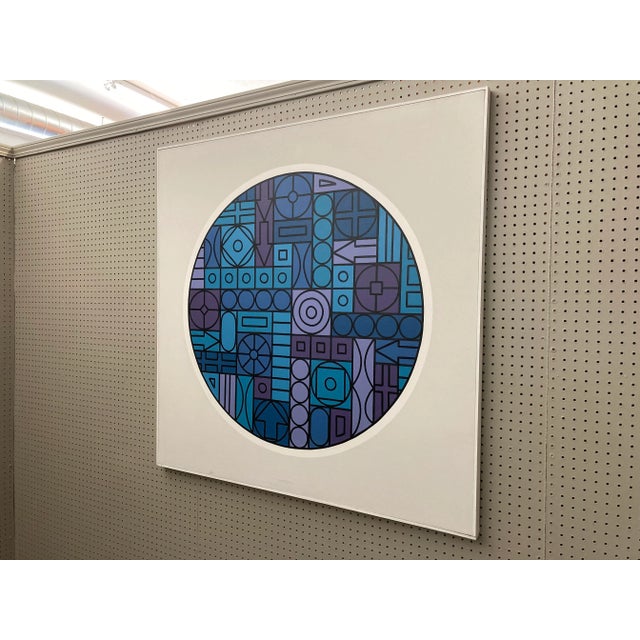 Mid-Century Modern 1970 Geometric Polymer on Canvas Painting by Jim Summers For Sale - Image 3 of 6