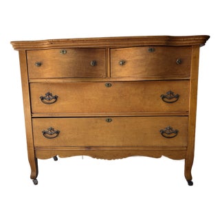 Antique Serpentine Front Dresser / Chest of Drawers on Casters For Sale