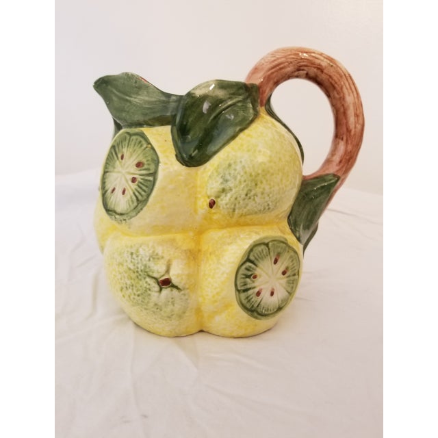 Yellow Vintage Italian Handpainted Lemon Pitcher For Sale - Image 8 of 8