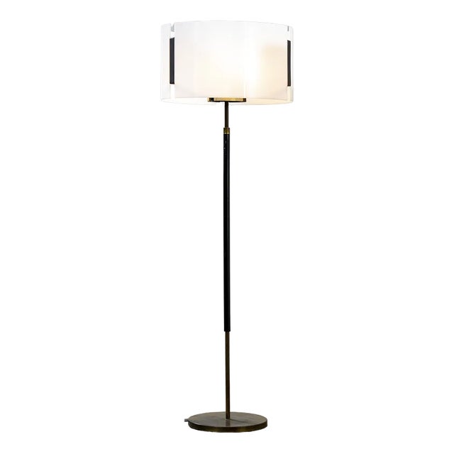 Brass & Acrylic Glass Floor Lamp attributed to Giuseppe Ostuni for Oluce, 1950s For Sale