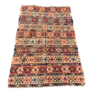 Vintage Flat Weave Caucasian Kilim Rug-5′2″ × 9′2″ For Sale