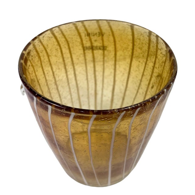 Mid-Century Modern Vintage Italian Amber Glass Ice Bucket by Venini For Sale - Image 3 of 7