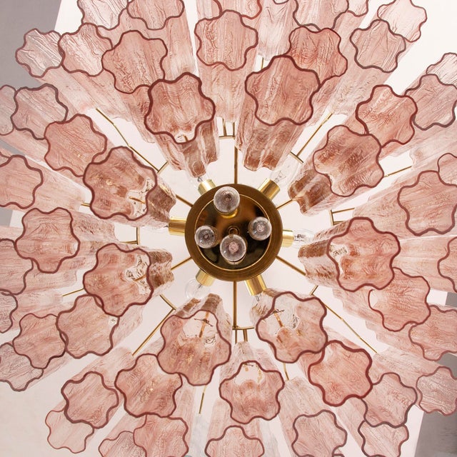 Murano Pink Glass Tronchi Chandelier, 1990s For Sale - Image 6 of 11