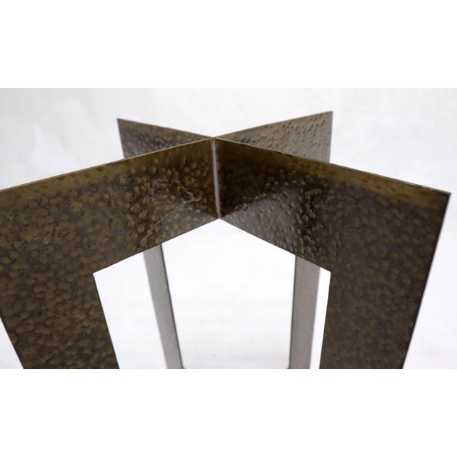 Harvey Probber Studio Made Hammered Braised Copper Base Round Travertine Top Side End Table For Sale - Image 4 of 8