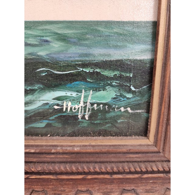1960s 1960s Hoffman Original Signed Oil Painting of a Sailboat on the High Seas For Sale - Image 5 of 9