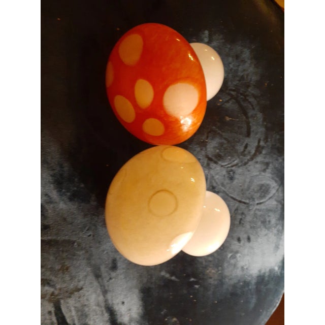 Glass Pair of Vintage Art Glass Mushroom Figurines For Sale - Image 7 of 8