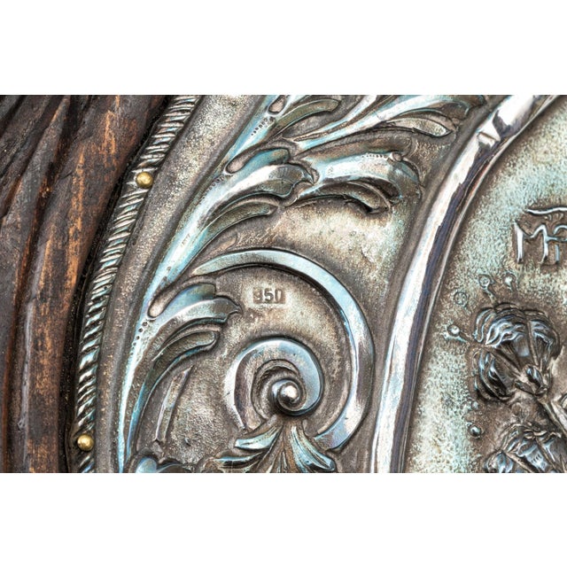 An extraordinary 19th-century Greek Orthodox icon of museum presence — combining a hallmarked 950 silver repoussé riza of...