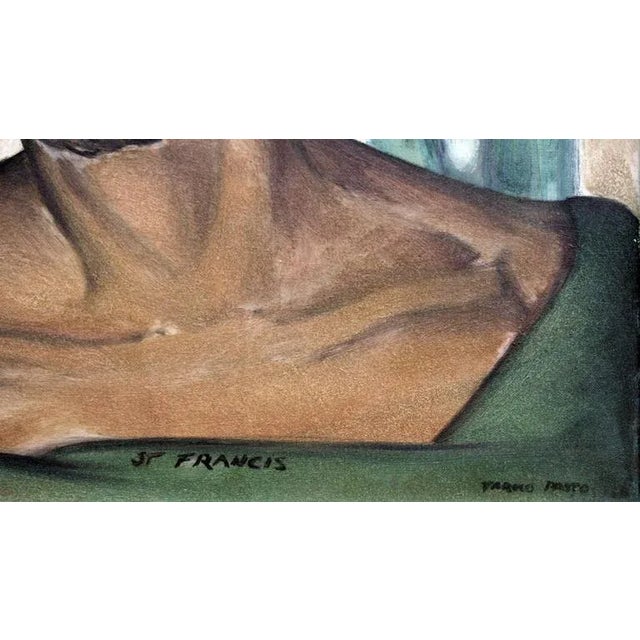 American 1970s "Portrait of St. Francis" Modernist Oil Painting, Framed For Sale - Image 3 of 5