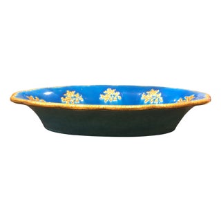 Oblong Earthenware Dish from Longwy, 1980s For Sale