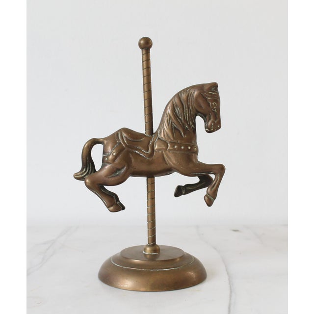 Vintage Solid Brass Carousel Horse Figurine For Sale - Image 4 of 9