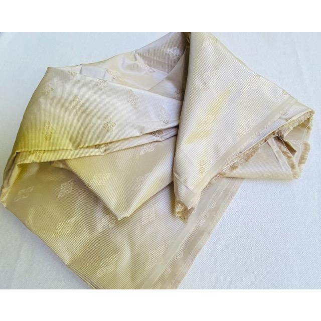 Antique French Silk Damask Yardage, Reversible, Champagne Medallion Jacquard, 54" X 100" For Sale - Image 12 of 17