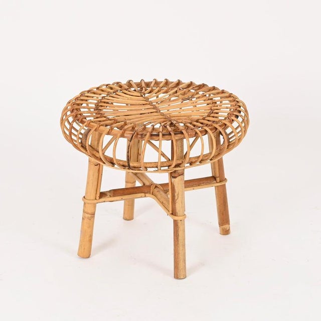 Tan Italian Side Table in Rattan and Bamboo from Franco Albini, 1960s For Sale - Image 8 of 11