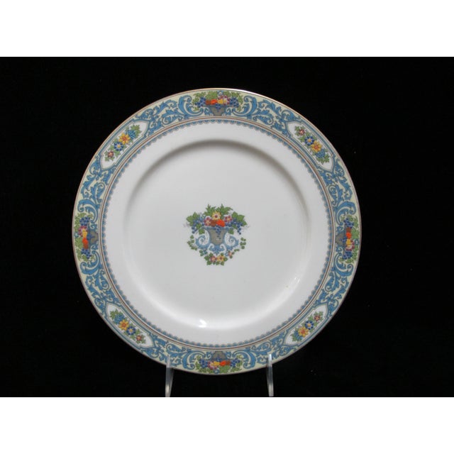 Ceramic Early 20th Century Lenox China Autumn Flower & Fruit Basket 10 1/2" Dinner Plate Set of 6 For Sale - Image 7 of 8