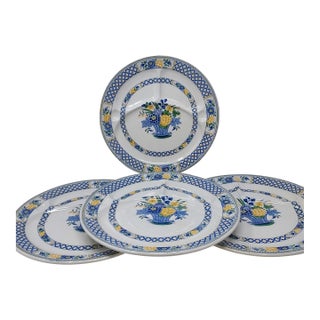 Antique Booths England Silicon China Set 4 Divided Grill Plates Nankin Pattern - Set of 4 For Sale