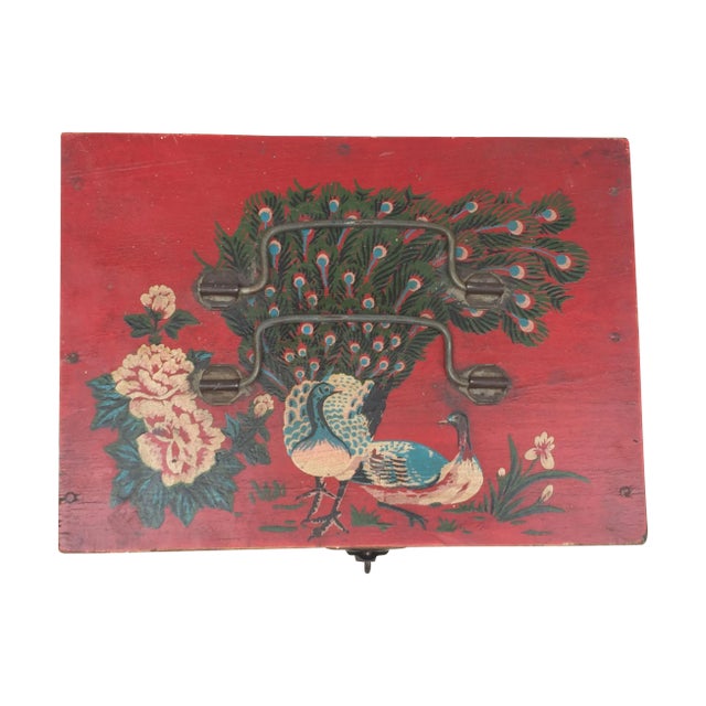 Asian Hand-Painted Vintage Keepsake Box For Sale