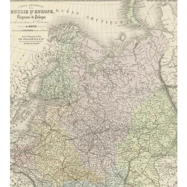 Antique Map of Russia in Europe by Levasseur, 1875 For Sale - Image 3 of 5