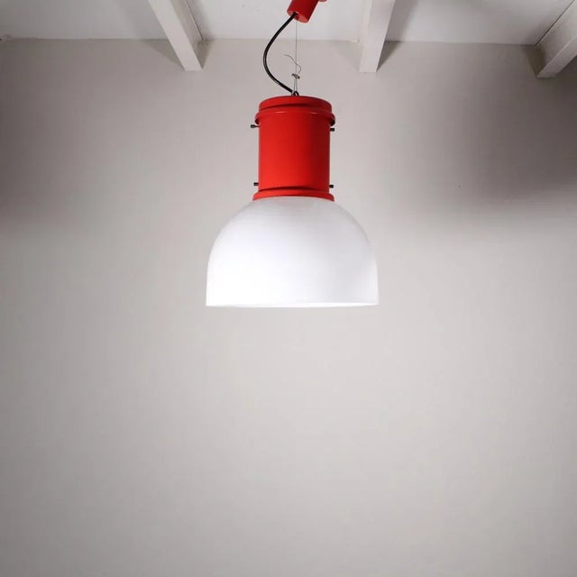 Small Red Ceiling Lamp by Roberto Menghi Fontana Arte For Sale - Image 6 of 12