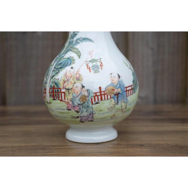 Chinese Famille Rose Figural Porcelain Vase, 1950s For Sale - Image 10 of 18