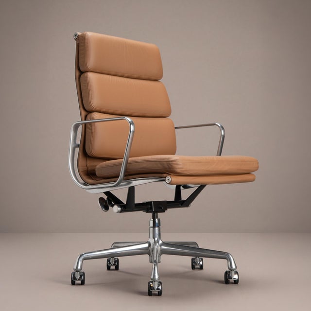 Metal Eames Soft Pad Executive Chairs in Butterscotch Leather by Herman Miller For Sale - Image 7 of 13