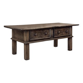 18th Century Rustic Country French Solid Oak Coffee Table For Sale
