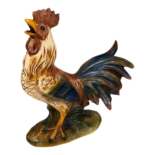 Mid 20th Century Large Italian Ceramic Rooster Figurine/Statue For Sale