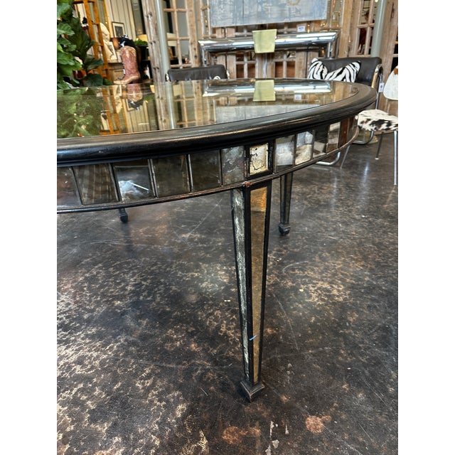 1930s Vintage Empire Style Black Lacquer Mirror Table With Original Mirror For Sale - Image 10 of 11