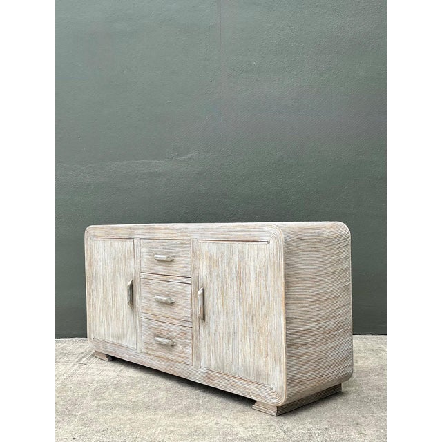 Vintage Distressed Finish Pencil Reed Credenza For Sale - Image 10 of 13
