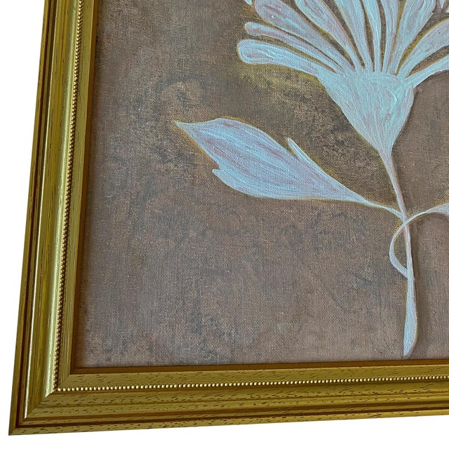 Abstract Botanical Acrylic Painting on Canvas, Framed 19" X 23 " Original Modern Organic Art by Tatiana Duperault For Sale - Image 4 of 6