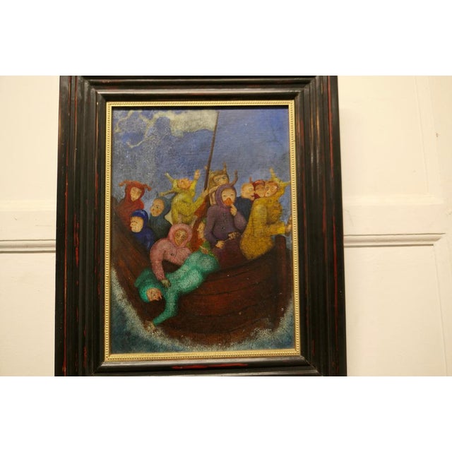 Characters on a Boat, 1900, Oil on Board, Framed For Sale - Image 4 of 15