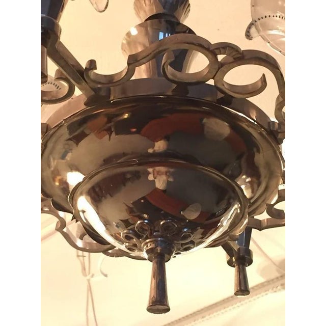 French Art Deco Opalescent Chandelier For Sale - Image 4 of 8