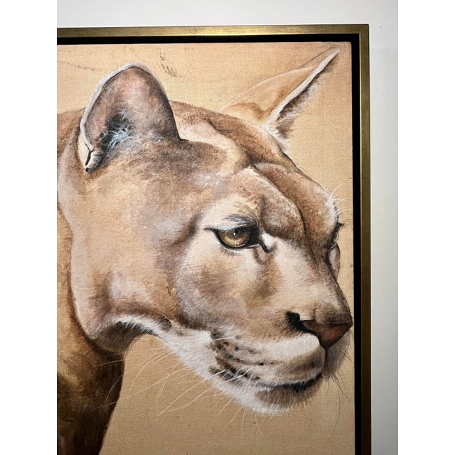 1980 Original Oil on Canvas Painting Mountain Lion by American Wildlife Artist DELLA MAZY Signed Aprox. dimensions:...