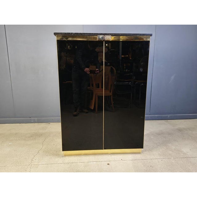 Black Lacquer and Marble Bar in the style of Maison Jansen, 1970s For Sale - Image 9 of 12