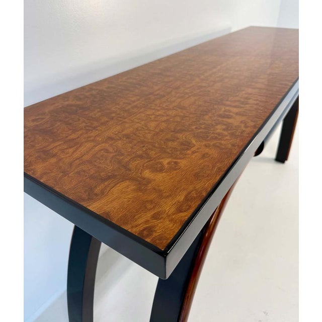 Art Deco Italian Console Table in Walnut and Maple Burl, 1940s For Sale - Image 9 of 11