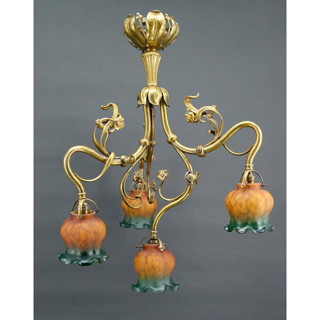 Art Nouveau Chandelier in Gilt Bronze, 1890 For Sale - Image 17 of 18