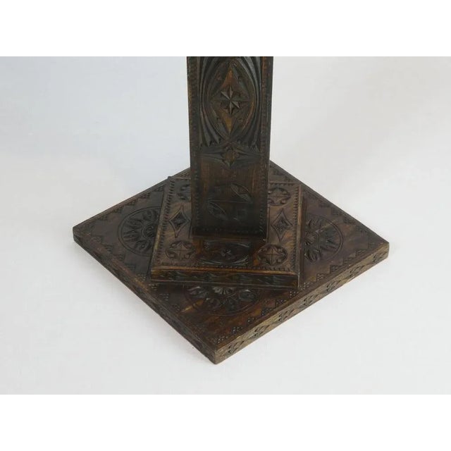 Brown Small Antique Dutch Hand Carved Wooden Pedestal For Sale - Image 8 of 9