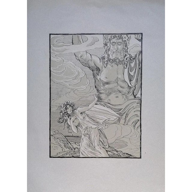 Ferdinand Bac, the Giant and the Woman, Original Lithograph, 1922 For Sale
