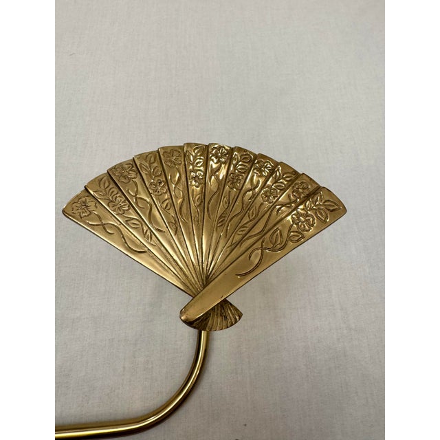 Mid 20th Century Pair of Vintage Hollywood Regency Solid Brass Curtain Tiebacks For Sale - Image 5 of 12