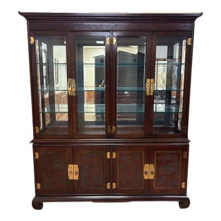 Drexel Heritage Ming Treasure Chinoiserie Style Mahogany Hutch For Sale
