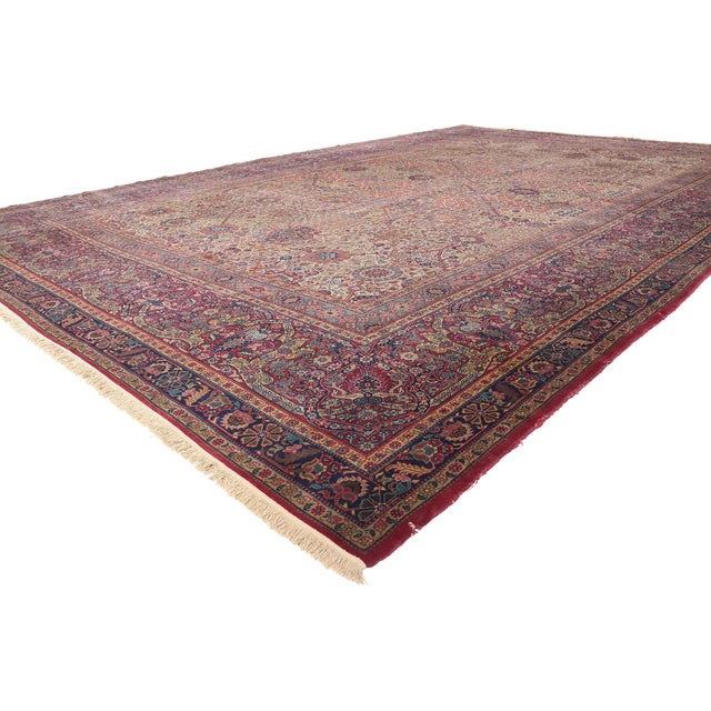 79161 Antique Turkish Sivas Rug, 13'01 x 19'01. Bathed in opulence and steeped in history, this hand-knotted wool antique...