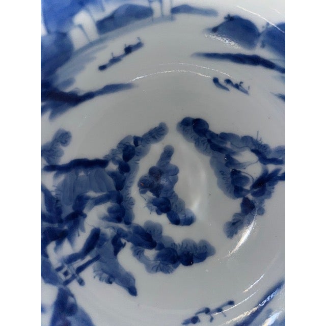 Ceramic Antique Japanese Blue and White Sake Cup Washing Bowl For Sale - Image 7 of 18