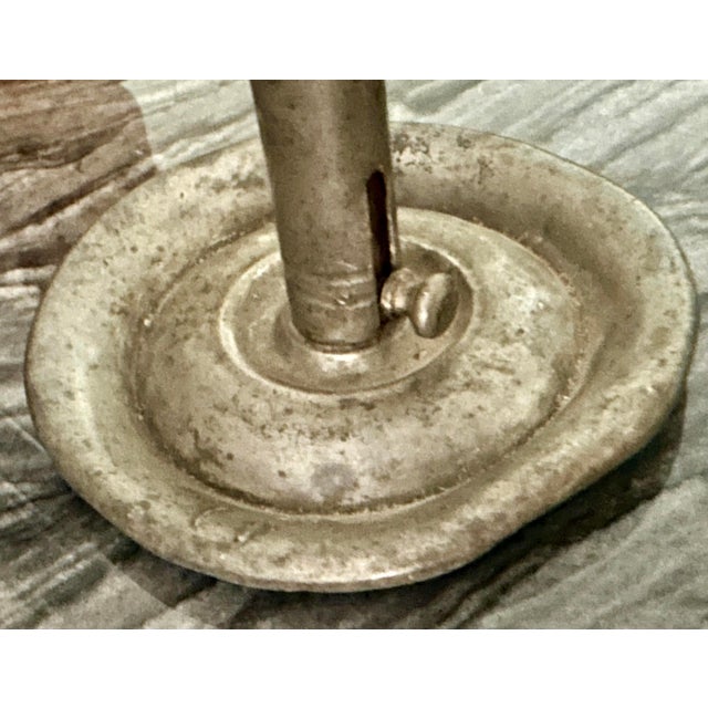 Antique Late 19th Century Pewter Chamber Stick Candlestick Holder For Sale - Image 10 of 12