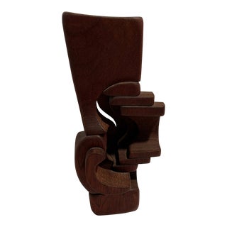 Original Wood Carved MCM Abstract Sculpture by Brian Willsher or Willshire For Sale