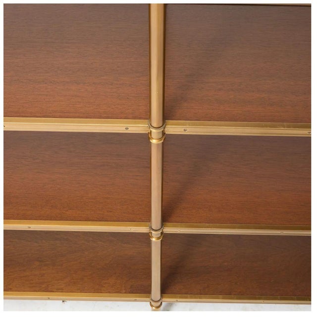Mid 20th Century Monumental Regency Style Brass and Mahogany Etagere, Victoria & Sons For Sale - Image 5 of 5