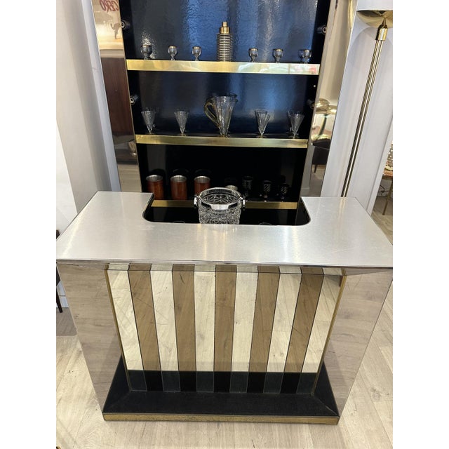 Vintage Italian Chrome, Glass, and Brass Bar Cabinet, 1970s, Set of 3 For Sale - Image 6 of 9