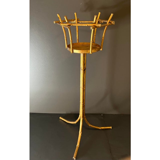 MidCentury Hollywood Regency Gilded Faux Bamboo Plant Stand Chairish