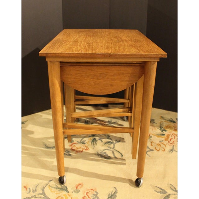 1960s Circa 1960-70 Mid Century Modern Danish Table With Three Nesting Tables For Sale - Image 5 of 8